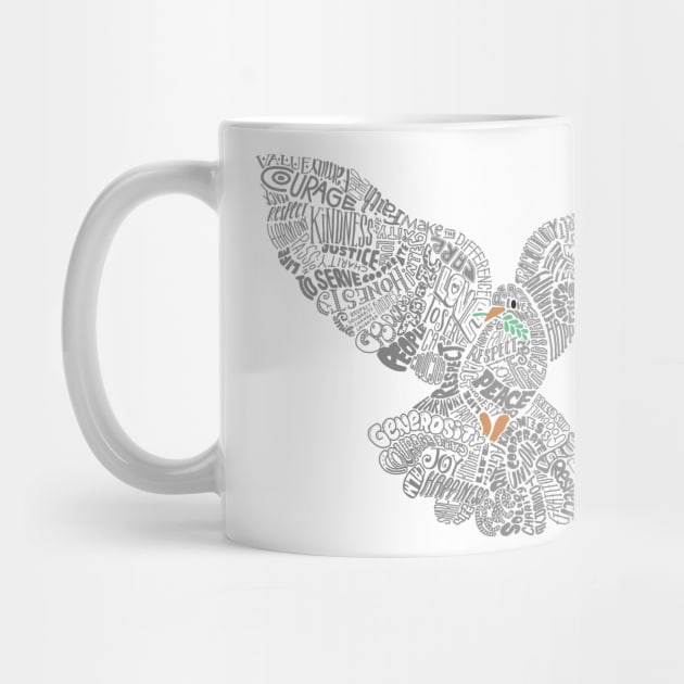 Typographic Peace Dove (white) by vo_maria